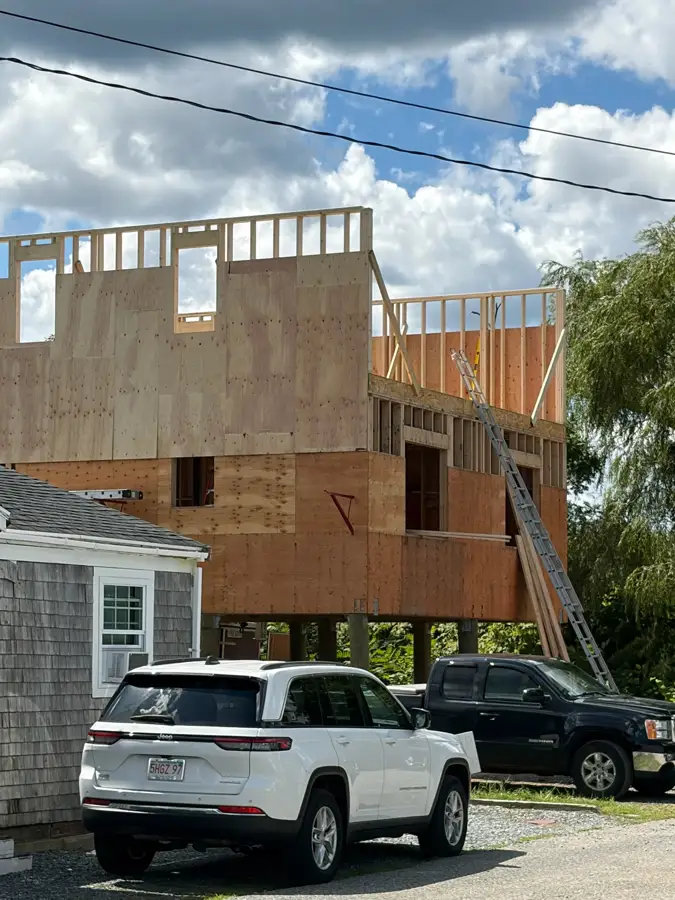 Home addition framed and sheathed